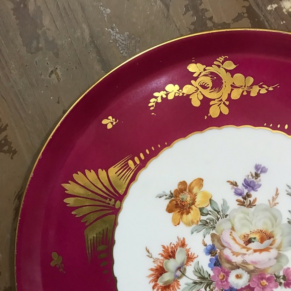 Vintage French Limoges 22K Gold Accent Wild Roses Serving Platter - Picture 3 of 8